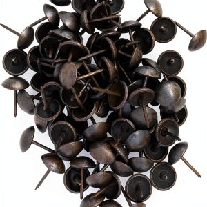 Premium Upholstery Tacks, Nailhead Decorative Trim for Furniture, 7/16-inch Diameter (100, Black Pearl)-0